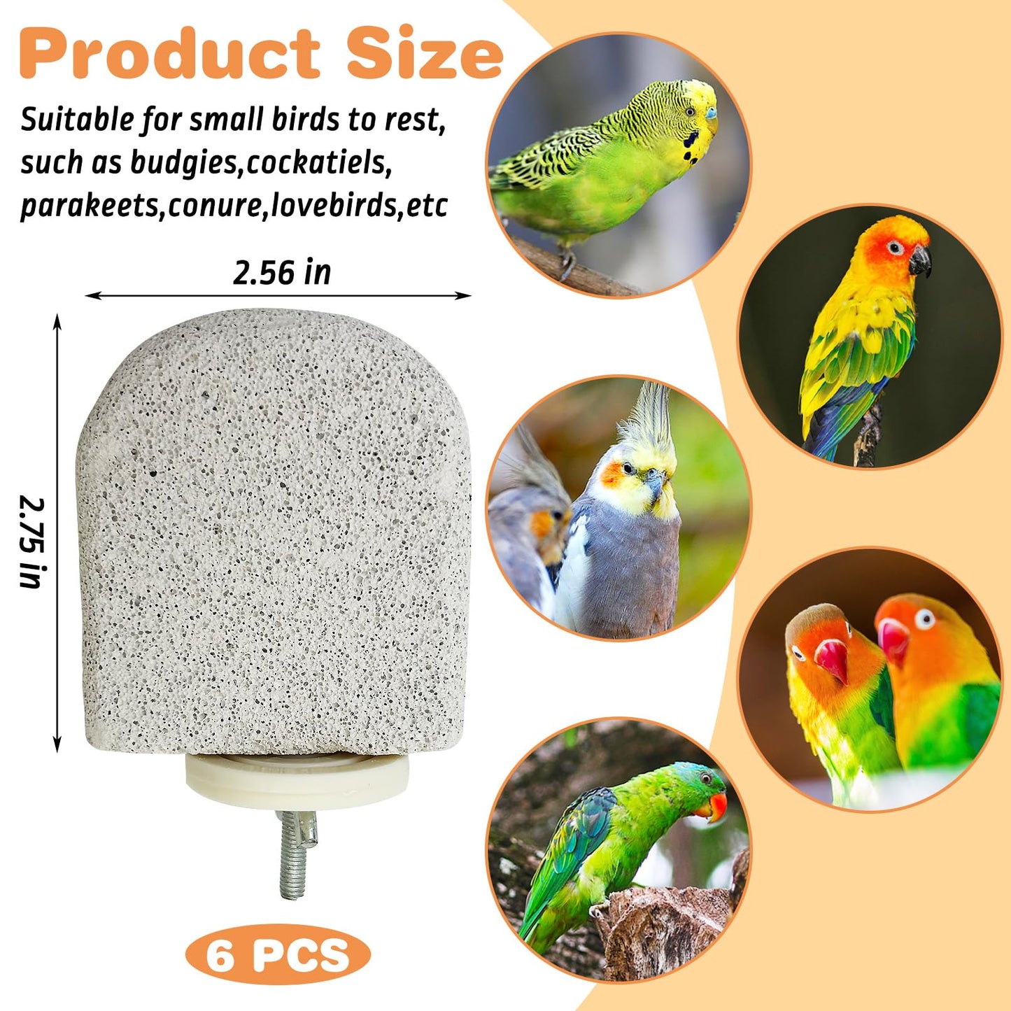 PINVNBY 4 PCS Bird Perch Stands Parrot Calcium Perch Beak Grinding Stone Foot Claws Trimmer Parakeet Platform Parrot Chewing Toys for Small Medium Cockatiel Conure Lovebird Finch
