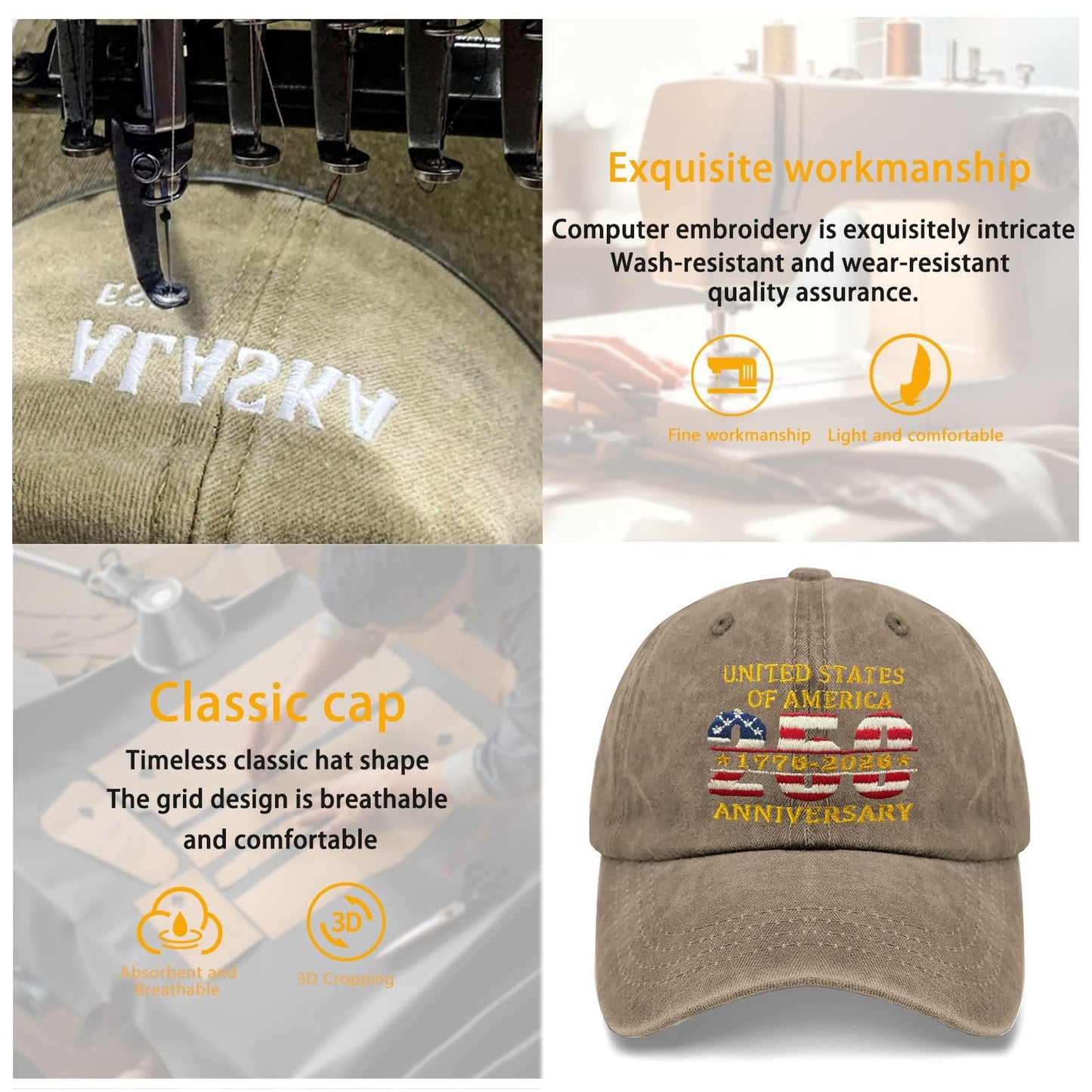 Funny Hat America Hats for Men Gifts for Dad Baseball Cap