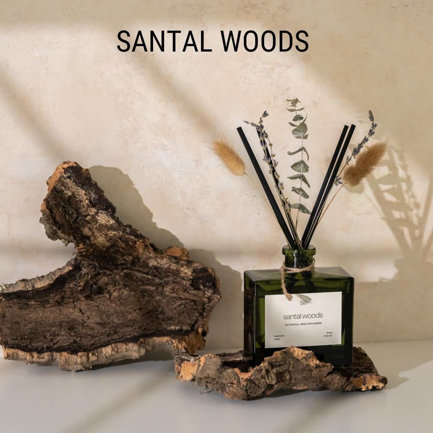 Craft & Kin Reed Diffuser with Dried Flowers | 5 oz Stone Fruit & Sage Scented Holiday Reed Diffusers for Home, Bathroom | Scent Sticks | Elegant Fragrance Home Decor for Men & Women