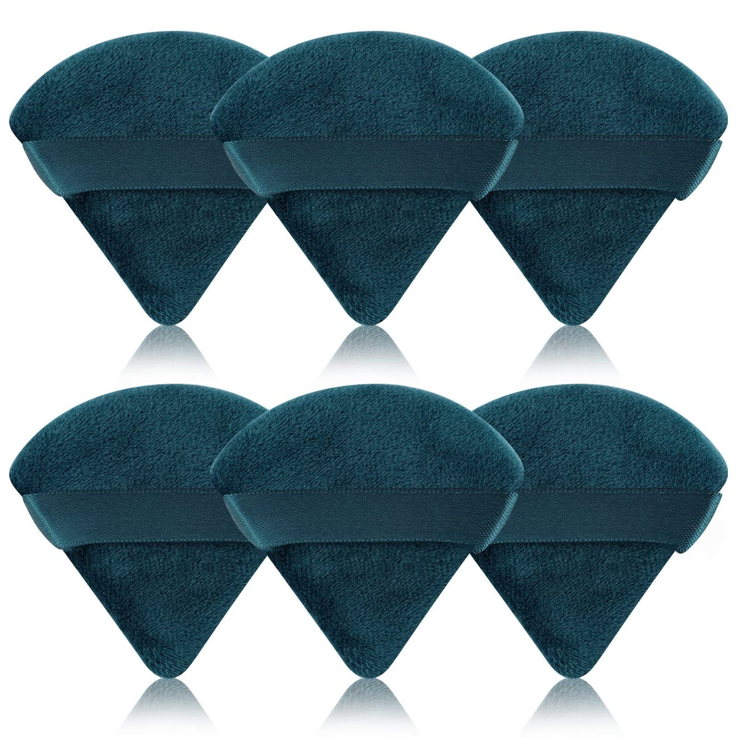 Pimoys 6 Pieces Powder Puff, Face Makeup Sponge Soft Velour Triangle Powder Puffs Beauty Sponge for Loose Powder (Black, Pink)