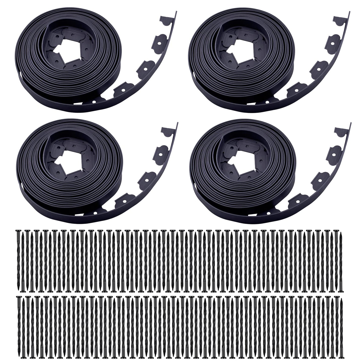 Garden Edging，40ft Landscape Edging with 40 Spikes for Lawn 2 Inch Tall(Black, 40FT)