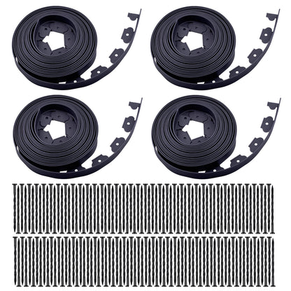Garden Edging，40ft Landscape Edging with 40 Spikes for Lawn 2 Inch Tall(Black, 40FT)