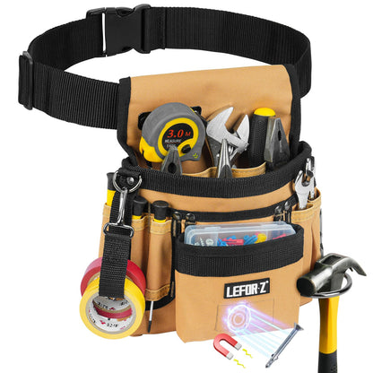 Tool Belt,Magnetic Tool Pouch,14-Pockets Tool Belts for Men,Detachable & Adjustable Tool Pouch belt for Electrician,Carpenter,Construction,Work Apron,Utility Belt,Black-Yellow