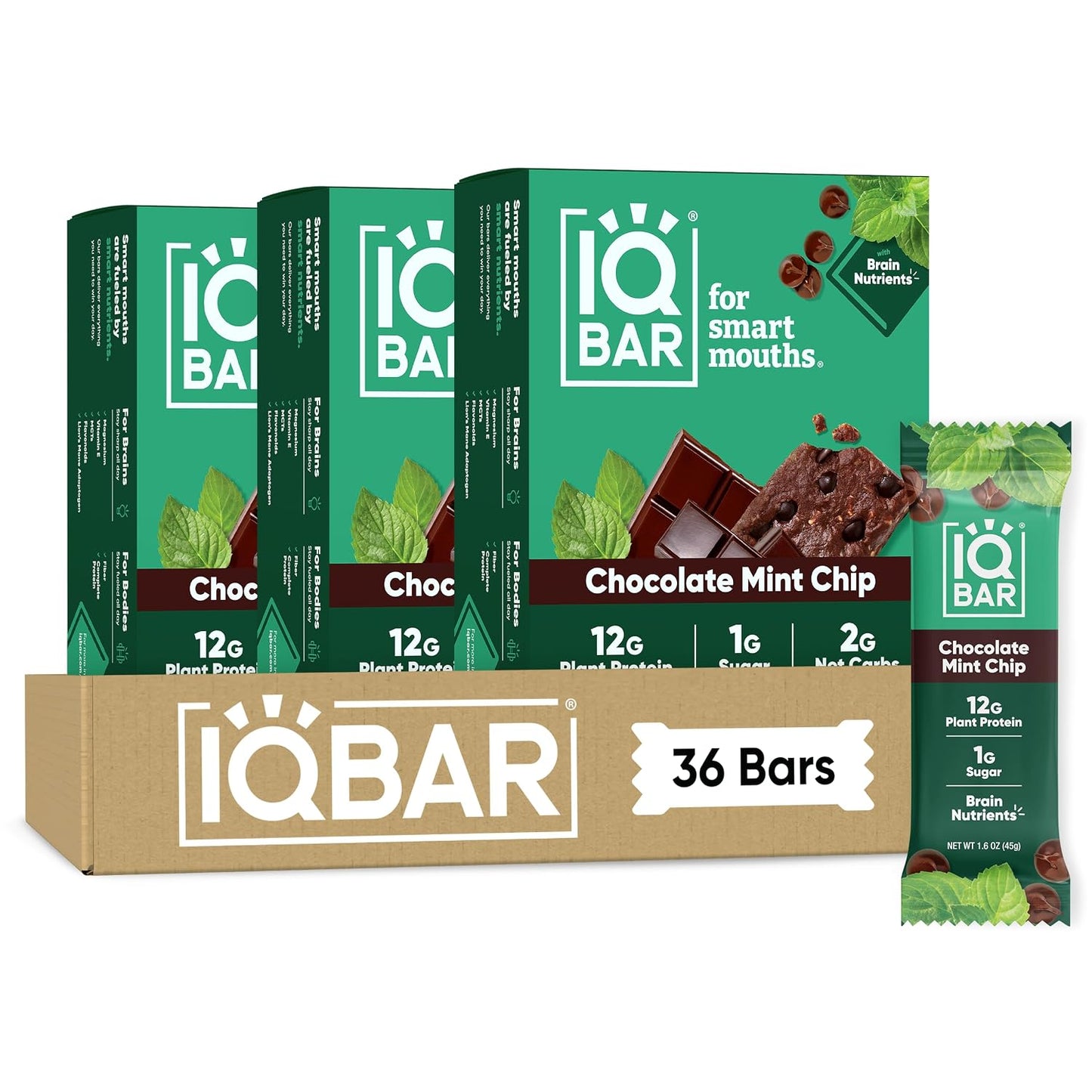 IQBAR Clean Plant Protein Bars, Almond Butter Chip 12-Count | Protein Snack | High Fiber, High Protein, Low Sugar, Clean Label Project Certified | Gluten Free, Dairy Free, Vegan, Keto, Soy Free