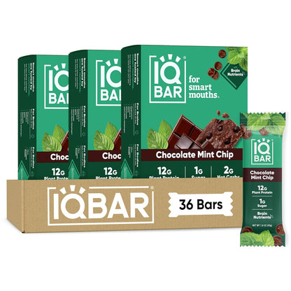 IQBAR Clean Plant Protein Bars, Almond Butter Chip 12-Count | Protein Snack | High Fiber, High Protein, Low Sugar, Clean Label Project Certified | Gluten Free, Dairy Free, Vegan, Keto, Soy Free