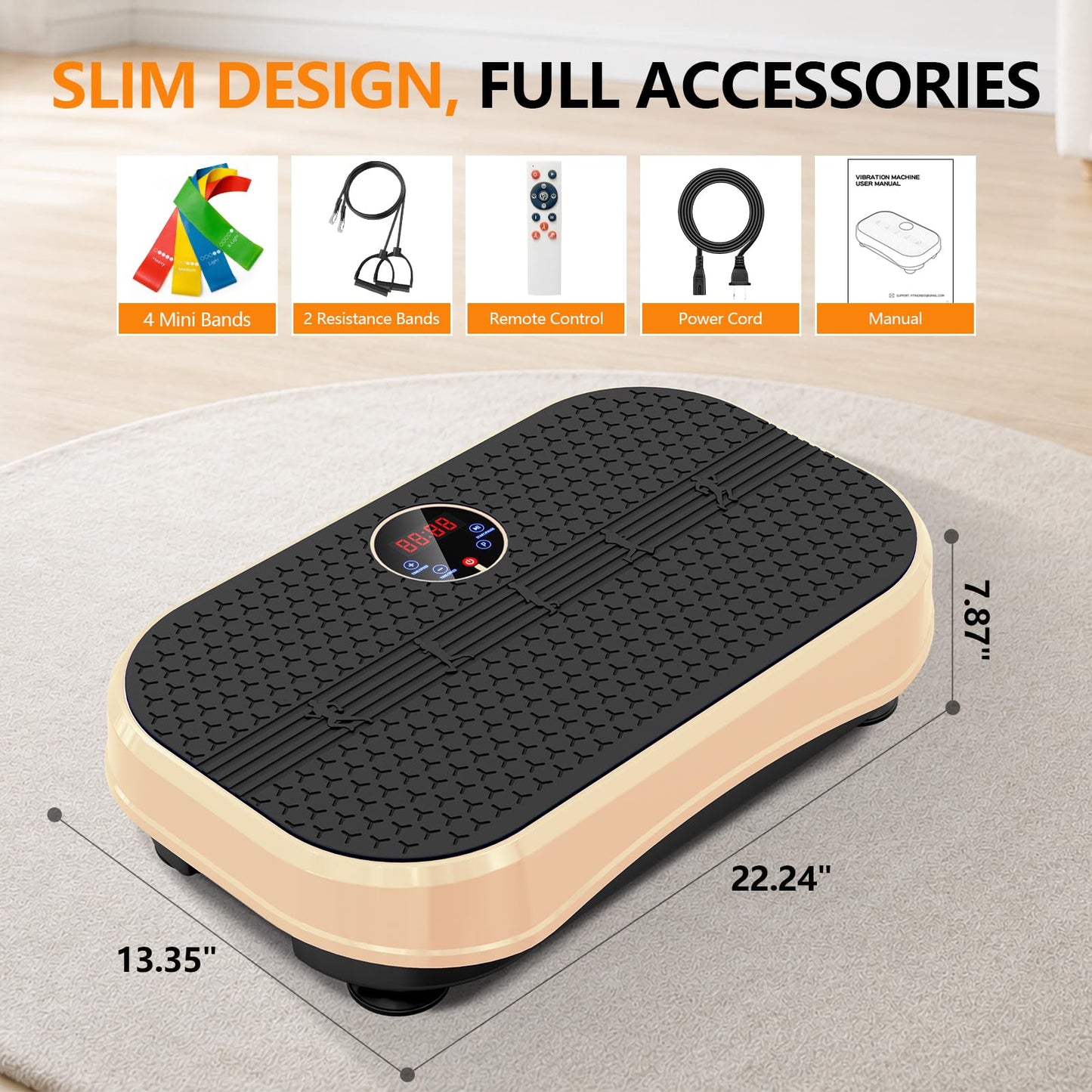 Vibration Plate Exercise Machine for Lymphatic Drainage, Full Body Shake Platform Board for Home Fitness, Fat Burning, 5 Program Modes and 99 Speed Levels