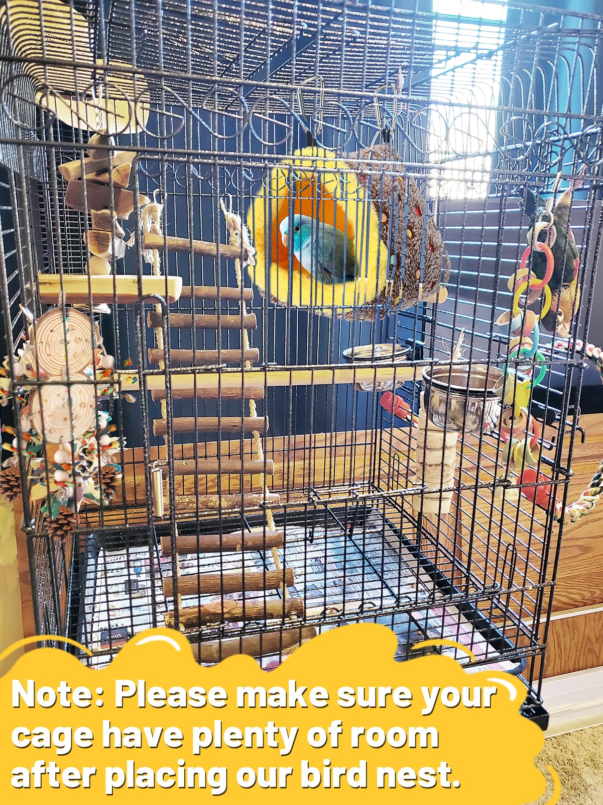 Large Winter Warm Bird Nest House, Comfortable Bird Bed for Cage with Mat, Hanging Hammock Shed Hideaway Hut Gift for Macaws African Grey Amazon Parrots