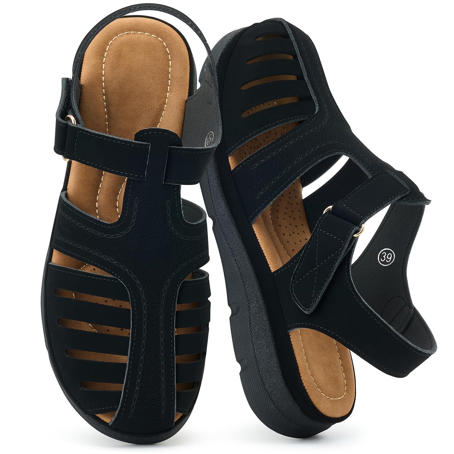 Womens Summer Flat Sandals: Comfortable Closed Toe Dressy Flats Sandals Ankle Strap Casual Outdoor Fisherman Walking Sandal