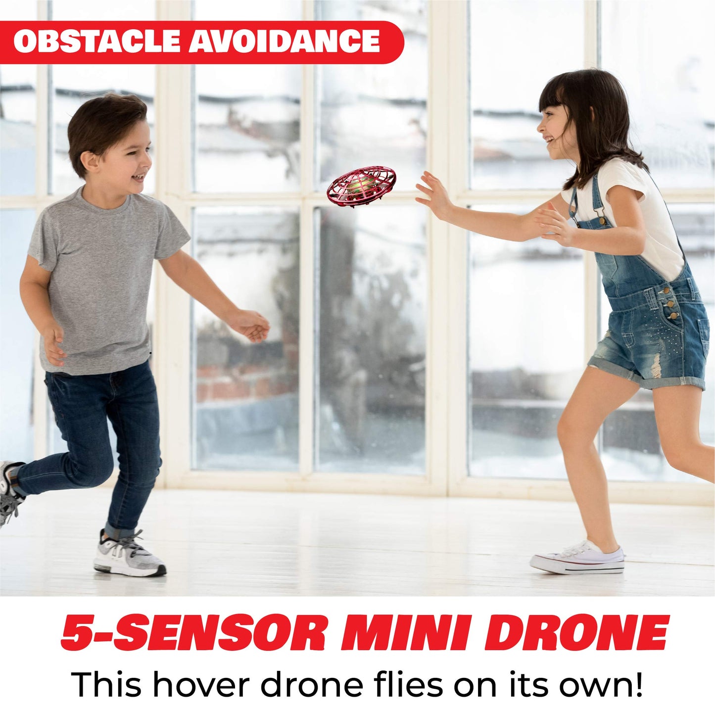 Force1 Scoot Combo Hand Operated Drone for Kids or Adults - Hands Free Motion Sensor Mini Drones, Easy LED Indoor Rechargeable UFO Flying Orb Ball Drone Toys for Boys and Girls (Red/Blue)