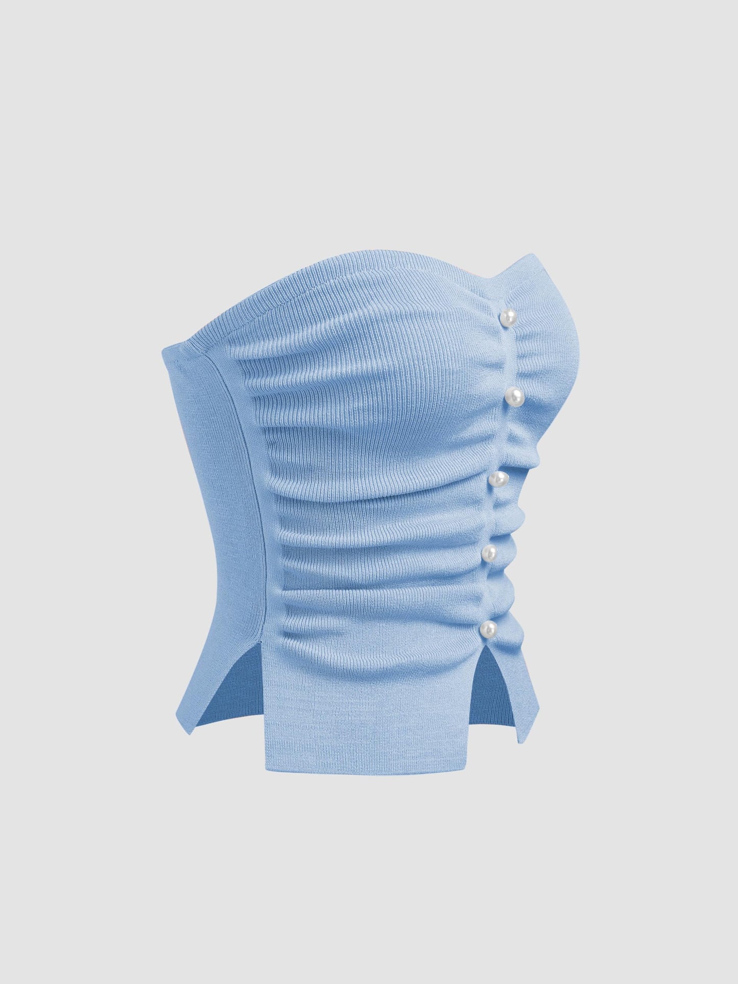 CIDER Faux Pearl Tube Tops for Women Crop Knit Split Hem Ruched Going Out Tops Cute Summer Outfits Y2K