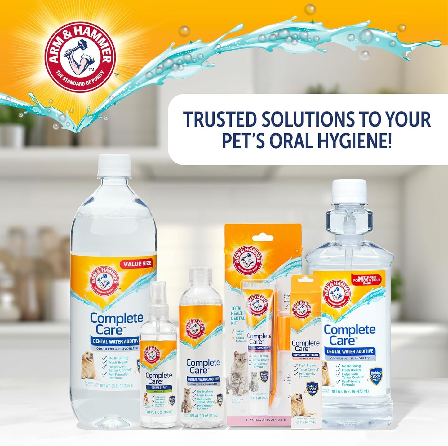 Arm & Hammer Complete Care Dog Dental Kit with Enzymatic Dog Toothpaste, Toothbrush and Finger Brush, Baking Soda and Calcium Formula for Plaque Tartar Control, Chicken Flavor, 2.5 Oz