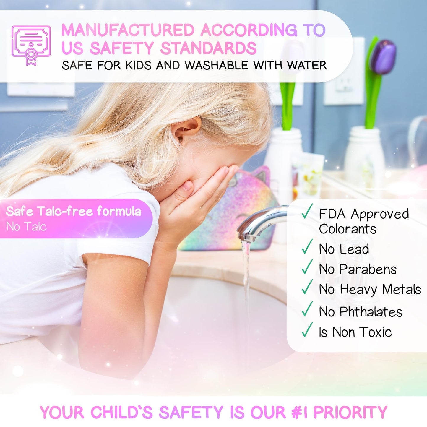 Kids Real Makeup Kit with Pink Unicorn Purse, Non Toxic Washable Make Up Set - Unicorn Toys for Girls Age 4-6, 5 Year Old Girl Birthday Gift Ideas, Toddler Little Girl Gifts 3 4 5 6 7 8 9 10 Years Old