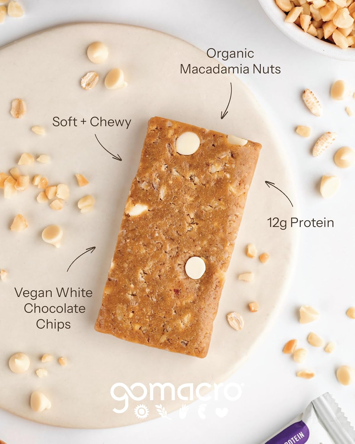 GoMacro MacroBar Organic Vegan Protein Bars - Coconut + Almond Butter + Chocolate Chips (2.3 Ounce Bars, 12 Count)