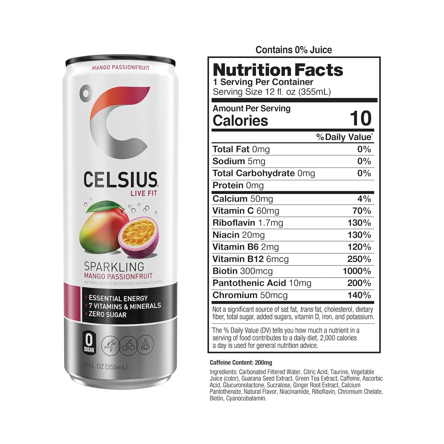 CELSIUS Sparkling Orange, Sugar Free Energy Drink, 12 Fl Oz (Pack of 12)