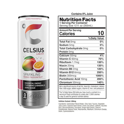 CELSIUS Sparkling Orange, Sugar Free Energy Drink, 12 Fl Oz (Pack of 12)