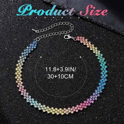 JEAIRTS Rhinestone Choker Necklace Gold Diamond Neck Chain Costume Jewelry