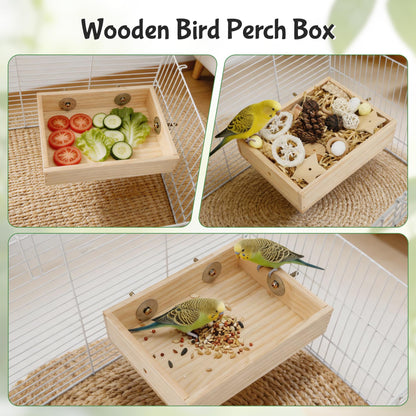Bird Foraging Toys Box, Wooden Foraging and Shredding Toy for Birds, Bird Box for Mental Stimulation, Wood Colour