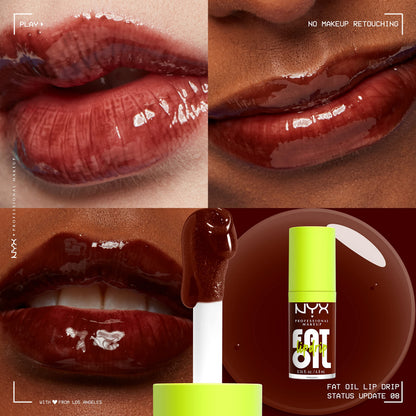 NYX PROFESSIONAL MAKEUP Fat Oil Lip Drip, Moisturizing Lip Oil Gloss, Vegan Tinted Formula, Up to 12 HR Hydration - Supermodel (Shimmering Magenta)