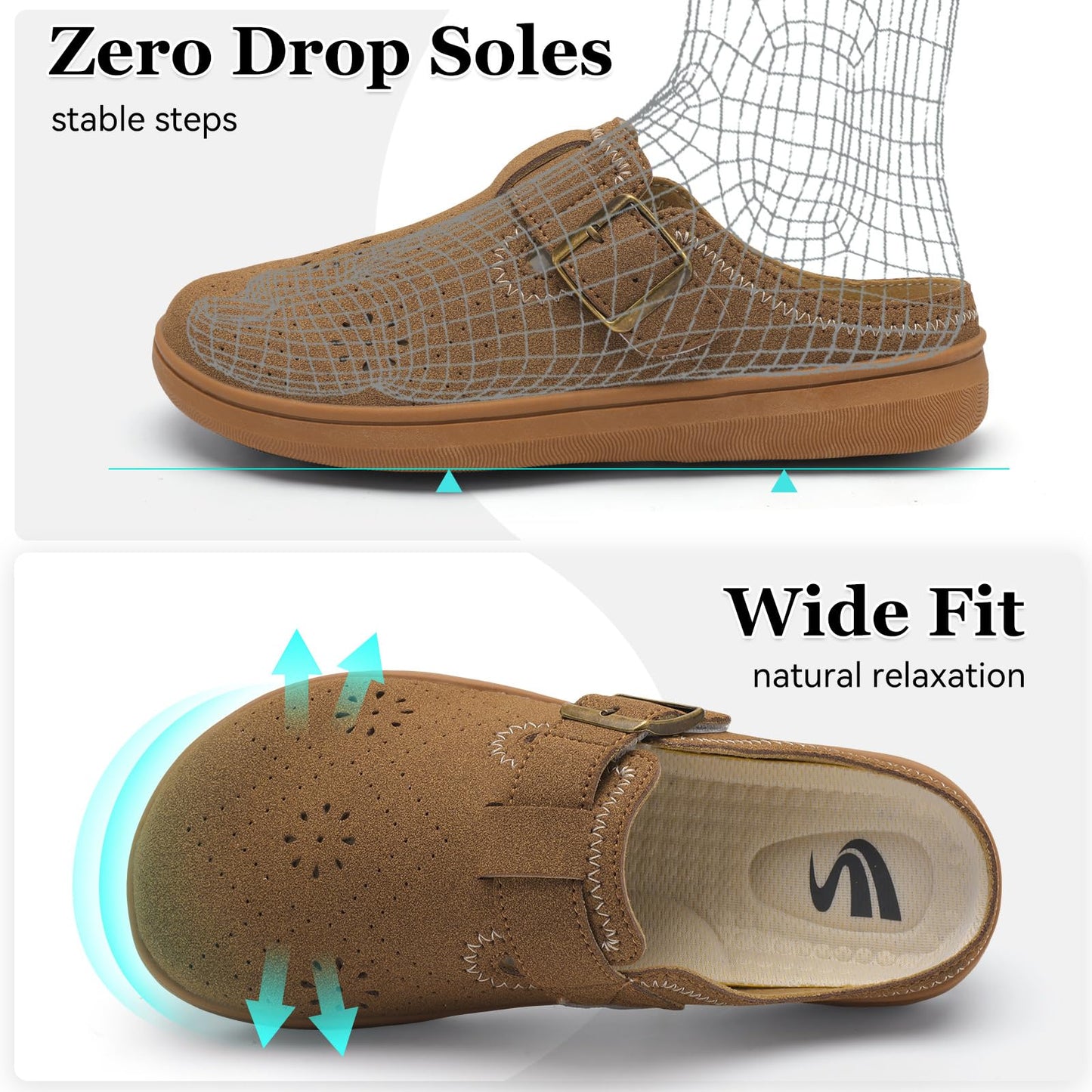 Spesoul Clogs for Women Wide Width Slip On Mules Slide On Potato Shoes Diabetic Slippers Closed Toe Zero Drop for Swollen Feet Summer Indoor Outdoor