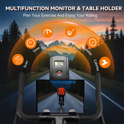 Wenoker Exercise Bike,Indoor Spin Bike with Adjustable Resistance Bluetooth Fitness App, 350 LBS Heavy Duty Frame,Smooth Quiet Belt Drive, Adjustable Handlebars & Seat with Transport Wheels