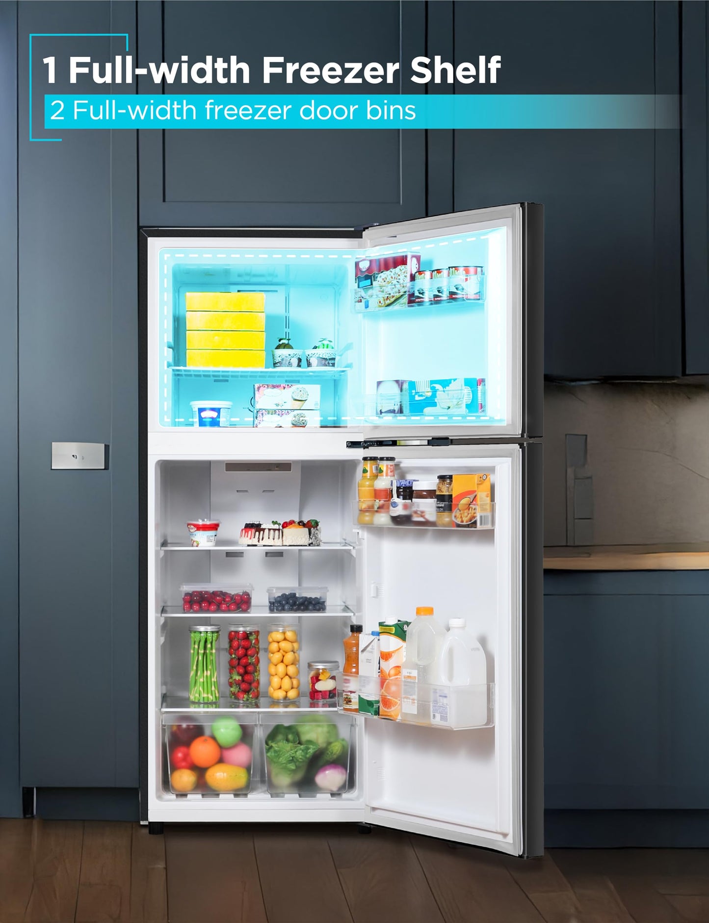 BLACK+DECKER 16.4 Cu. Ft. Top Mount Refrigerator with Freezer, 2 Door Refrigerator with Top Freezer and Separate Temperature Controls, Auto Defrost, BR1640KW, White