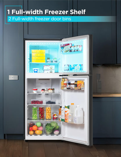 BLACK+DECKER 16.4 Cu. Ft. Top Mount Refrigerator with Freezer, 2 Door Refrigerator with Top Freezer and Separate Temperature Controls, Auto Defrost, BR1640KW, White