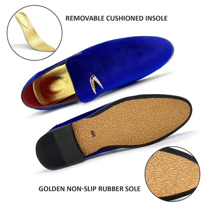 MHB Men's Multiple Colors Velvet Loafer Slip-on Tuxedo Dress Shoes Glitter Suede Smoking Slipper