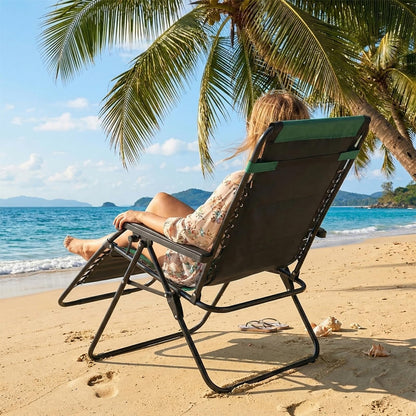 Alpen Zero Gravity Lounge Chair Set of 2, Patio Chair Folding Lounge Chairs for Outside, Portable Camping Chairs with Pillow and Cup Holder, Outdoor Recliner for Beach Outdoor Camping, Black