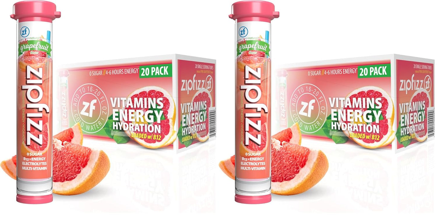 Zipfizz Daily Energy Drink Powder, Blood Orange, 20 Pack | 3-in-1 Sustained Energy, Rapid Hydration, and Essential Vitamins | Sugar-Free | Electrolyte Powder | Contains Vitamin B-12 & Antioxidants
