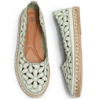 HEAWISH Women’s Ballet Flat Daisy Round Toe Dress Shoes Casual Slip On Rope Loafer