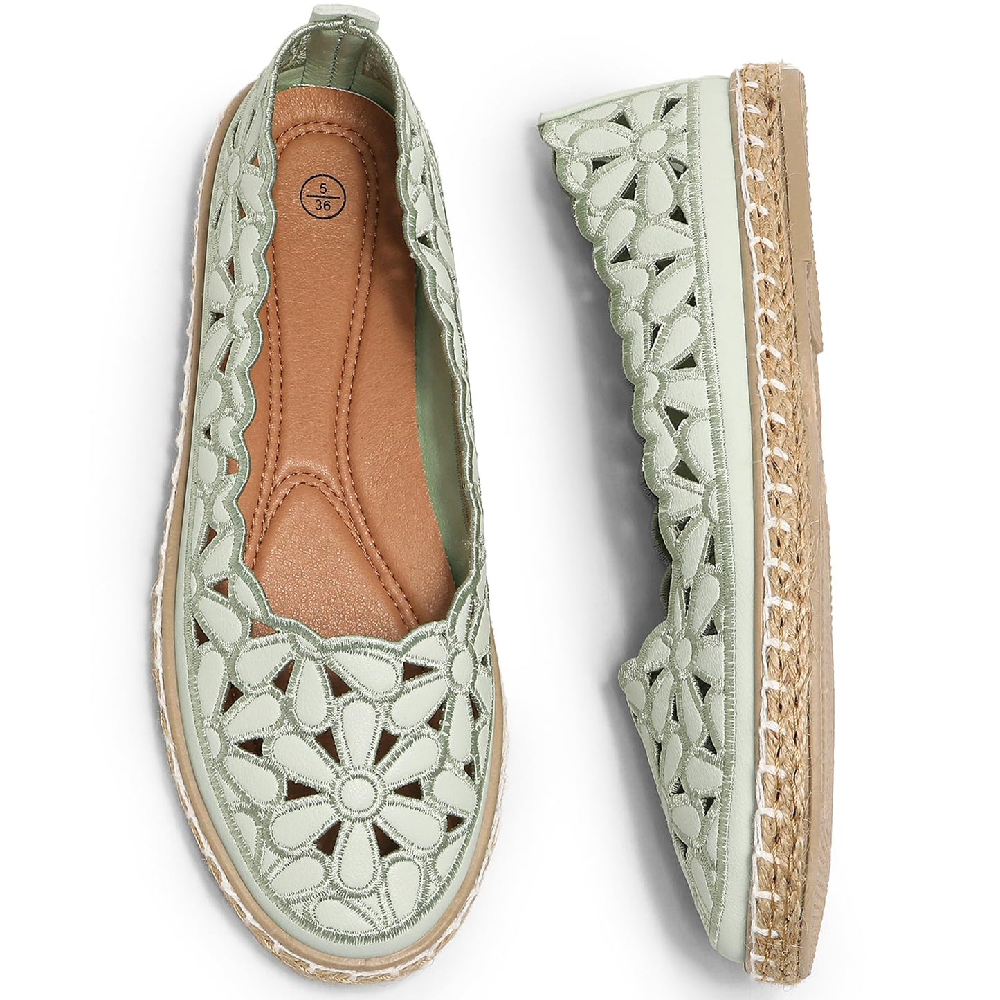 HEAWISH Women’s Ballet Flat Daisy Round Toe Dress Shoes Casual Slip On Rope Loafer