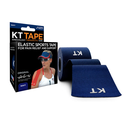 KT Tape, Original Cotton, Elastic Kinesiology Tape, Everyday Muscle and Joint Support, Daily Pain Relief, 20 Count, 10” Precut Strips, Black