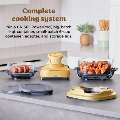 Ninja Crispi 4 in 1 Glass Air Fryer, 450°F, Non Toxic, 4QT and 6 Cup Containers with Lids, Dishwasher Safe, Cyberspace Gray, 1 Count, FN101GY