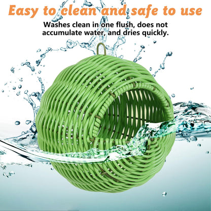 BNOSDM Rattan Bird Nest Parrot Nesting House Parakeet Nesting Soft Lovebird Warm Bed Sleeping for Parrots Bird Cage Accessories for Cockatiels Budgerigars Finches Canaries (Single-Hole Style)