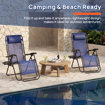 Alpen Zero Gravity Lounge Chair Set of 2, Patio Chair Folding Lounge Chairs for Outside, Portable Camping Chairs with Pillow and Cup Holder, Outdoor Recliner for Beach Outdoor Camping, Black