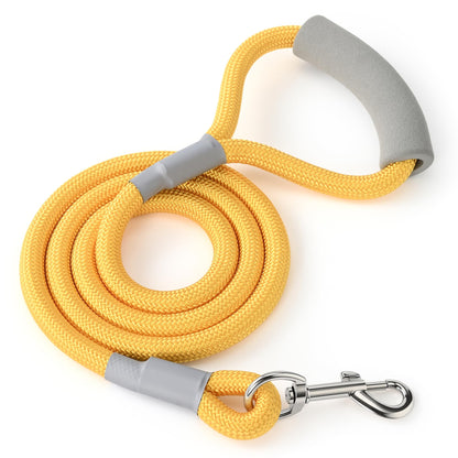 Mile High Life Dog Leash, 5FT x 1/2IN Black, with Padded Handle | Heavy-duty nylon rope leash with soft handle & steel tips. Comfortable grip for daily walks with small to large dogs.