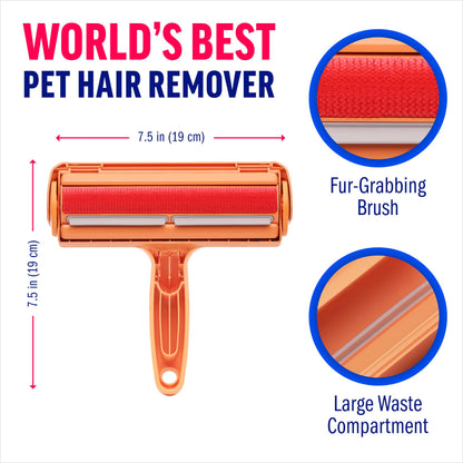 ChomChom Roller Pet Hair Remover – Original Size Reusable Lint Roller for Cat & Dog Hair on Furniture, Couch, Carpet, Car, Rugs & Bedding – Portable, Eco-Friendly (Black)