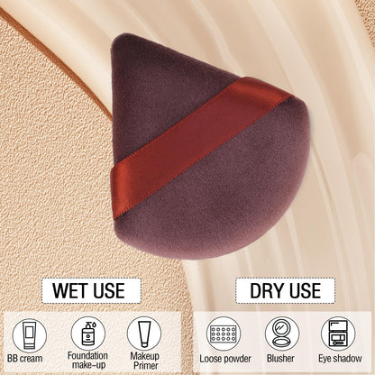 Pimoys 6 Pieces Powder Puff, Face Makeup Sponge Soft Velour Triangle Powder Puffs Beauty Sponge for Loose Powder (Black, Pink)