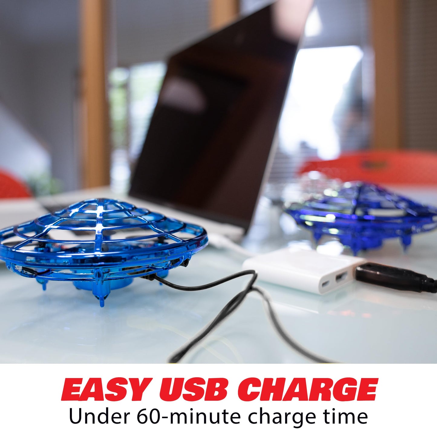 Force1 Scoot Combo Hand Operated Drone for Kids or Adults - Hands Free Motion Sensor Mini Drones, Easy LED Indoor Rechargeable UFO Flying Orb Ball Drone Toys for Boys and Girls (Red/Blue)