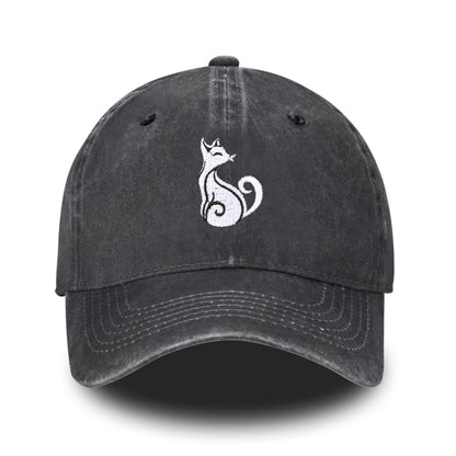 Embroidered Baseball Cap Adjustable Vintage Washed Distressed Denim Baseball Hat for Women Men