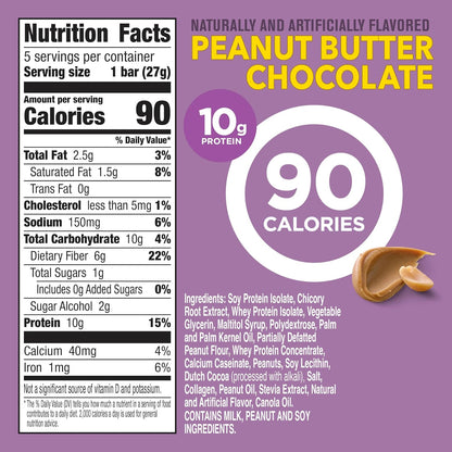 Protein One 90 Calorie Protein Bars, Peanut Butter Chocolate, Keto Friendly, 4.8 oz per box, 5 Ct (Pack of 4)
