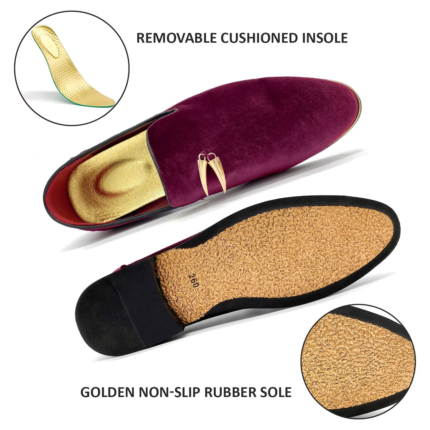 MHB Men's Multiple Colors Velvet Loafer Slip-on Tuxedo Dress Shoes Glitter Suede Smoking Slipper