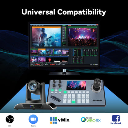Tenveo 4K NDI PTZ Camera AI Humanoid & Face Auto-Tracking, HDMI/LAN/USB3.0 PoE PTZ Camera 20X Optical Zoom IP Live Streaming, for Church Services Worship Video Conference Live Streaming YouTube OBS