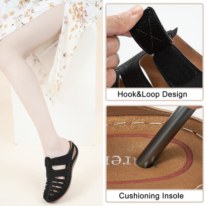 HARENCE Clogs for Women Mules Shoes: Comfortable Dressy Closed Toe Platform Sandals 2026 Summer Casual Adjustable Slip On Walking Wedges