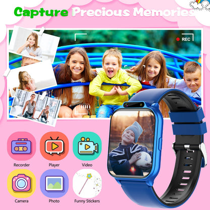 Smart Watch for Kids, 1.85" Fitness Tracker with Heart Rate, Sleep Monitor, IP68 Waterproof Smartwatches with Video Music, Pedometer, Game, NO APP/Phone, Gift for Boys Girls. (Classic, Black)