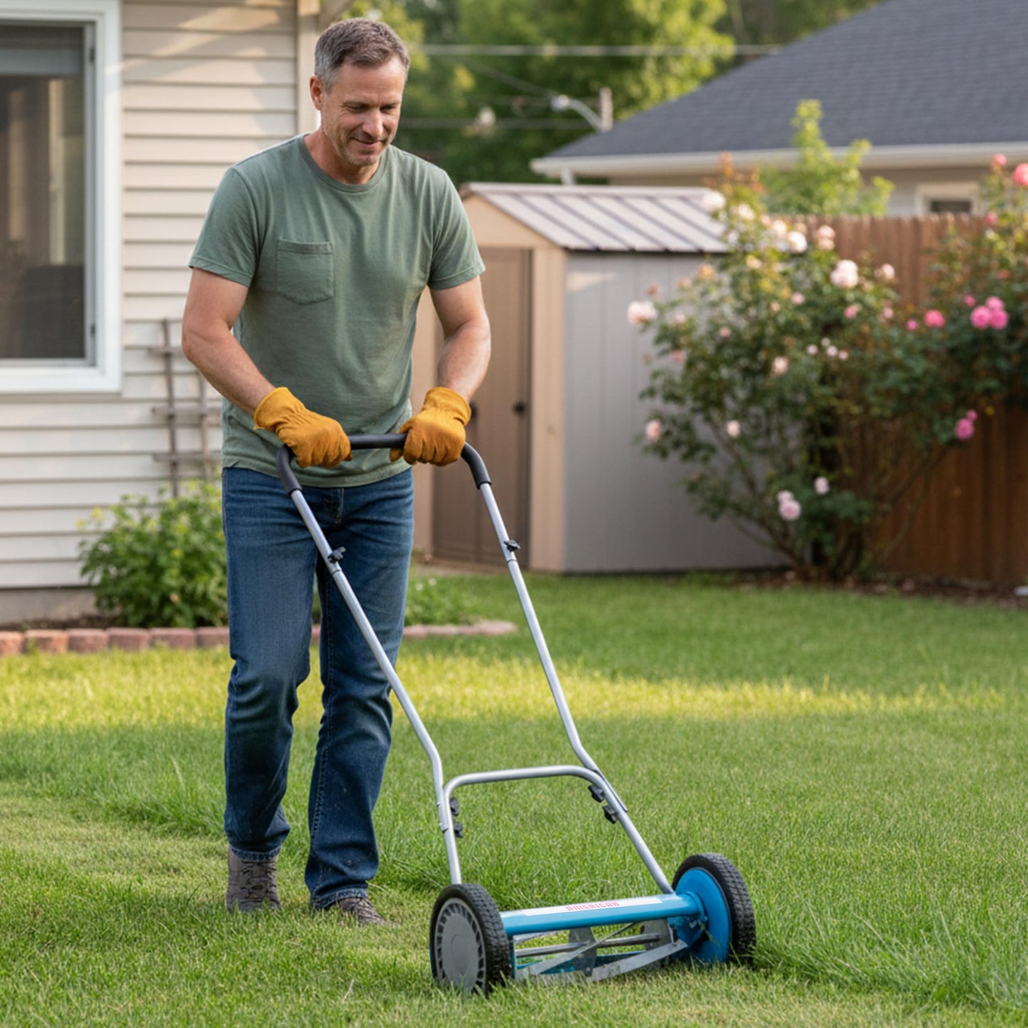 American Lawn Mower 1204-14 14-Inch 4-Blade Push Reel Lawn Mower, Red