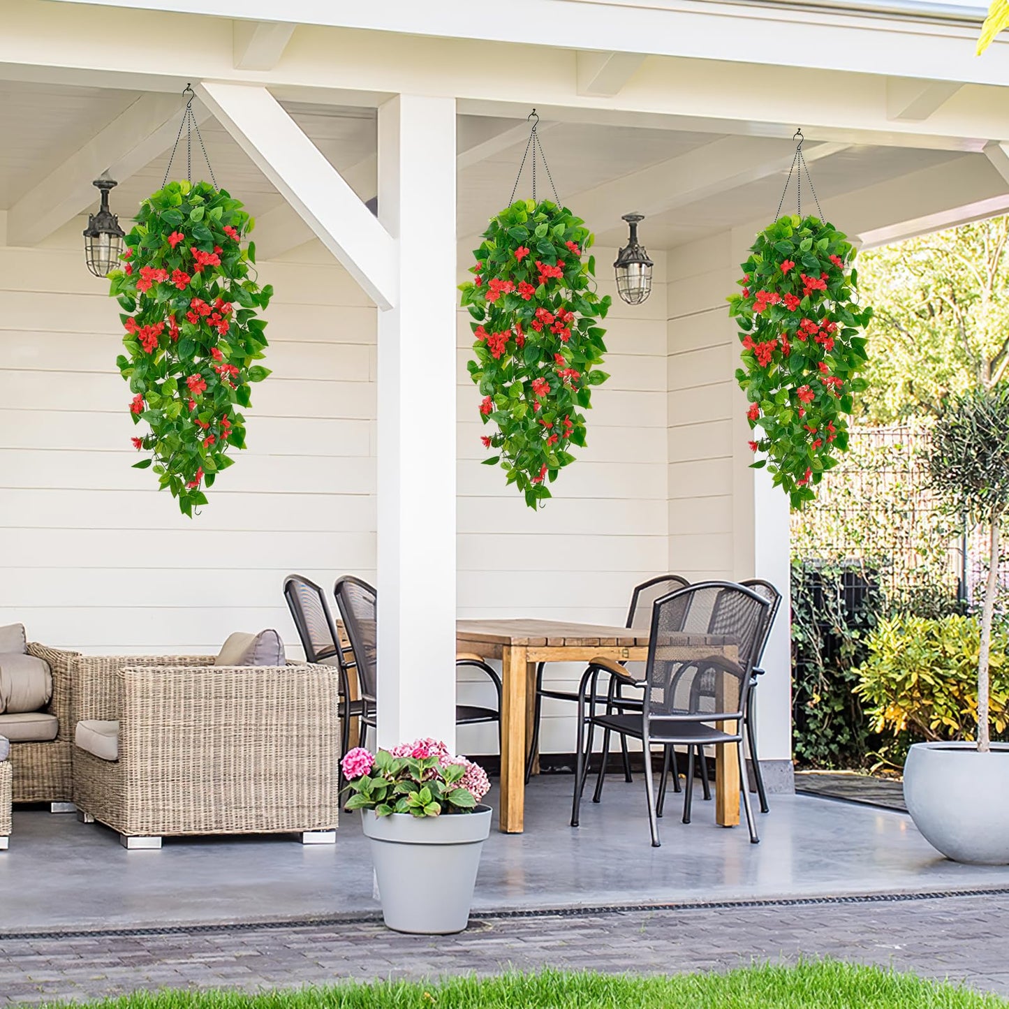 BLEUM CADE Fake Hanging Plants, 2pcs Artificial Pothos Vines Faux Plants Greenery for Wall Home Living Room Office Indoor Outdoor Decor (No Baskets)