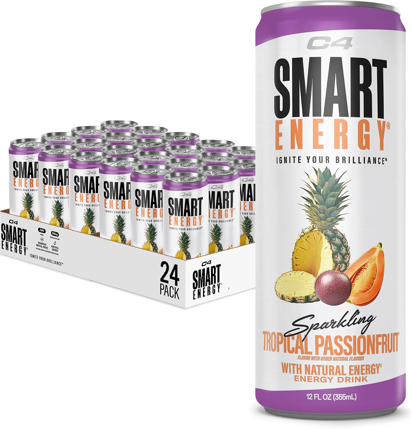 C4 Smart Energy Drinks Variety Pack, Sugar Free Performance Fuel & Nootropic Brain Booster, Coffee Substitute or Alternative, 4 Flavor Berry Breeze Variety (Pack of 24)