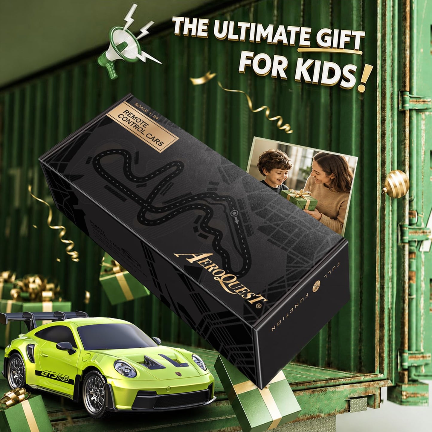 AEROQUEST 1:24 Lamborghini Remote Control Car （Green） | Officially Licensed,Birthday Gift,Toys for ages 3-8,Aventador SVJ Mode,Electric Sport Racing,Hobby RC Cars