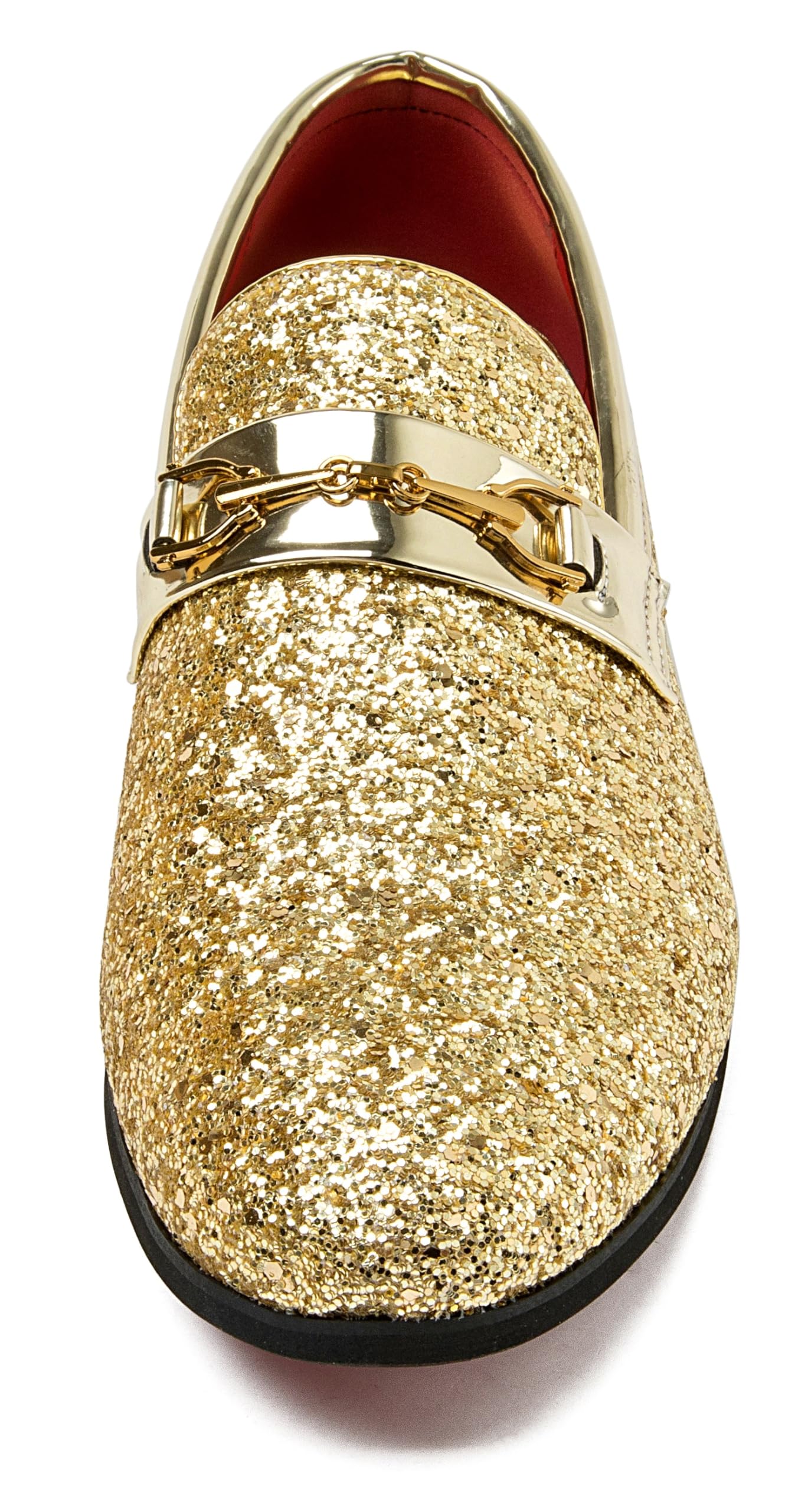 Men Loafer Metallic Textured Slip-on Glitter Sequins Fashion Wedding Dress Shoes Golden